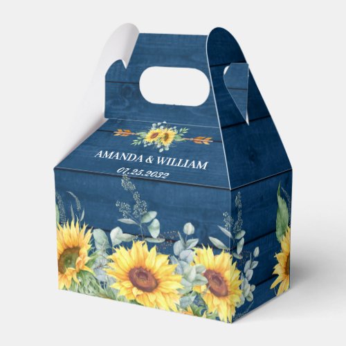 Elegant Sunflowers Eucalyptus Floral Gift Wedding Favor Boxes