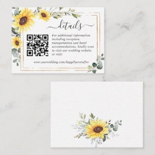 Elegant Sunflowers Eucalyptus Foliage Details QR Enclosure Card