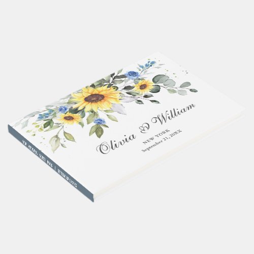 Elegant Sunflowers Eucalyptus Foliage Wedding Guest Book