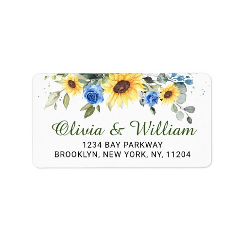 Elegant Sunflowers Eucalyptus Greenery Address Lab Label