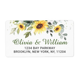 Elegant Sunflowers Eucalyptus Greenery Address Label