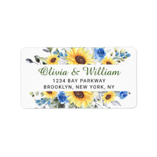 Elegant Sunflowers Eucalyptus Greenery Address Label