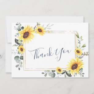 Elegant Sunflowers Eucalyptus Greenery Thank You Card