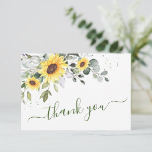 Elegant Sunflowers Eucalyptus Greenery Thank You Card