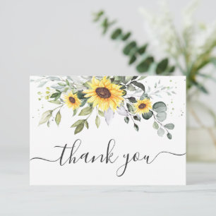 Elegant Sunflowers Eucalyptus Greenery Thank You Card