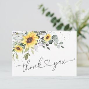Elegant Sunflowers Eucalyptus Greenery Thank You Card