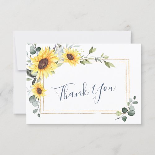 Elegant Sunflowers Eucalyptus Greenery Thank You Card