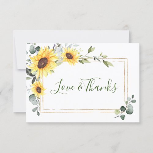 Elegant Sunflowers Eucalyptus Greenery Thank You Card