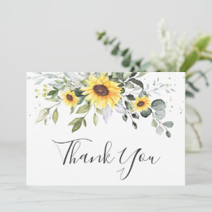 Elegant Sunflowers Eucalyptus Greenery Thank You Card