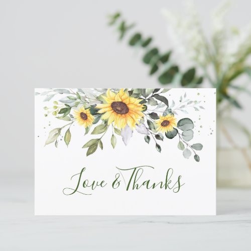 Elegant Sunflowers Eucalyptus Greenery Thank You Card