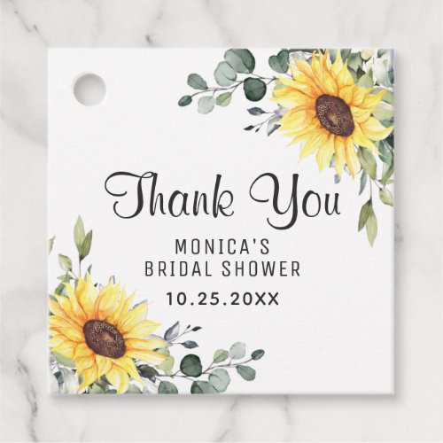 Elegant Sunflowers Eucalyptus Greenery Thank You Favor Tags