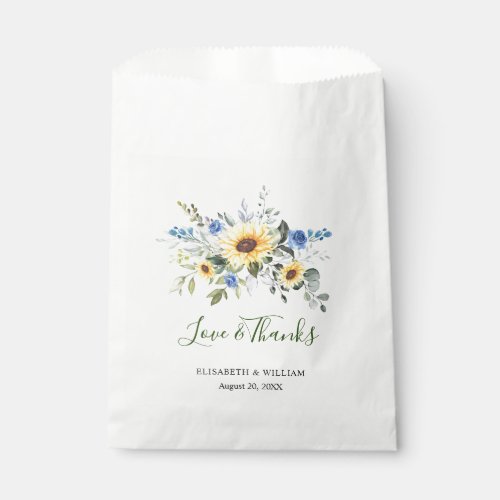 Elegant Sunflowers Eucalyptus Greenery Wedding Favor Bag