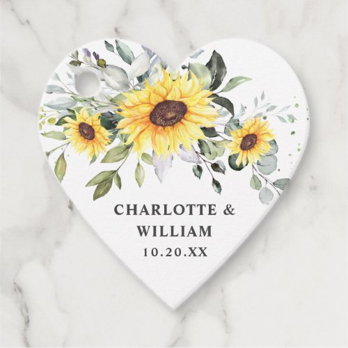 Elegant Sunflowers Eucalyptus Greenery Wedding Favor Tags