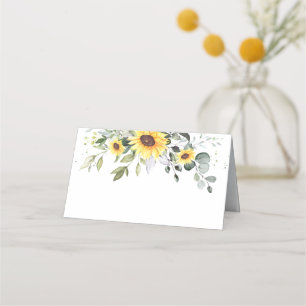 Elegant Sunflowers Eucalyptus Greenery Wedding Place Card