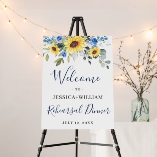 Elegant Sunflowers Eucalyptus Rehearsal Dinner Foam Board