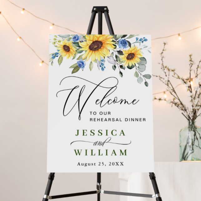 Elegant Sunflowers Eucalyptus REHEARSAL DINNER Foam Board (Creator Uploaded)