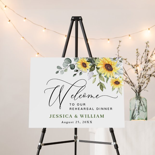 Elegant Sunflowers Eucalyptus REHEARSAL DINNER Foam Board (Creator Uploaded)