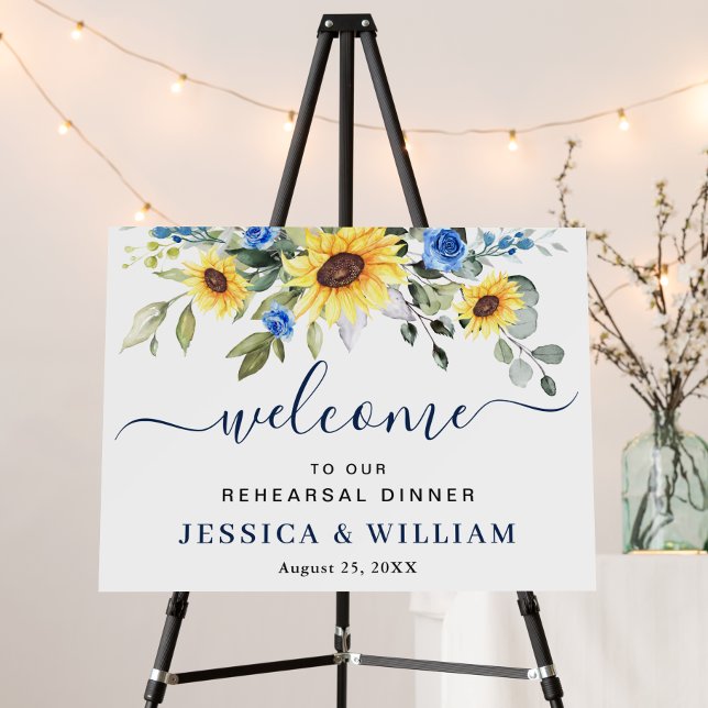 Elegant Sunflowers Eucalyptus REHEARSAL DINNER Foam Board (Creator Uploaded)