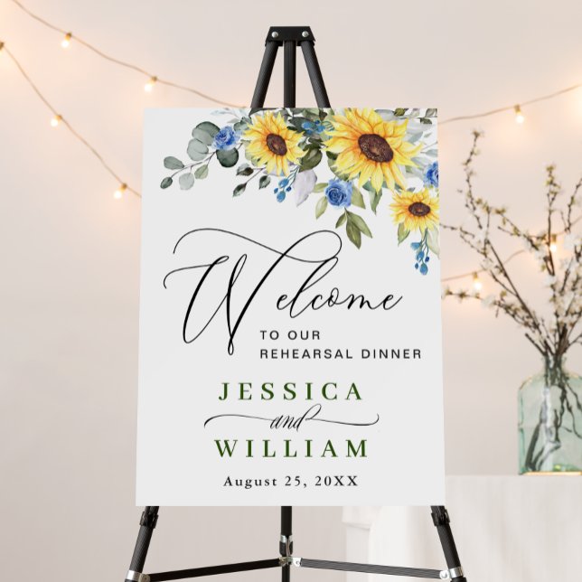 Elegant Sunflowers Eucalyptus REHEARSAL DINNER Foam Board (Creator Uploaded)