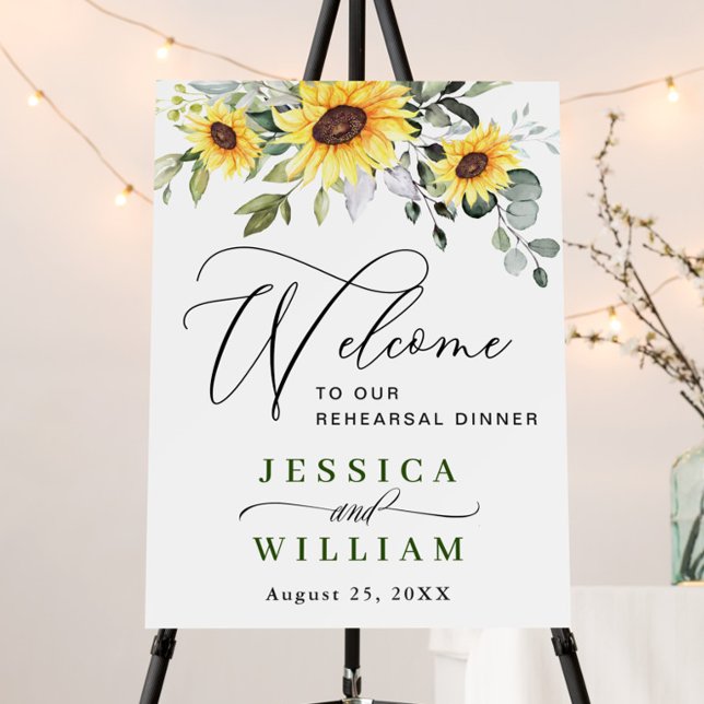 Elegant Sunflowers Eucalyptus REHEARSAL DINNER Foam Board (Creator Uploaded)