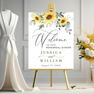 Elegant Sunflowers Eucalyptus Rehearsal Dinner Poster