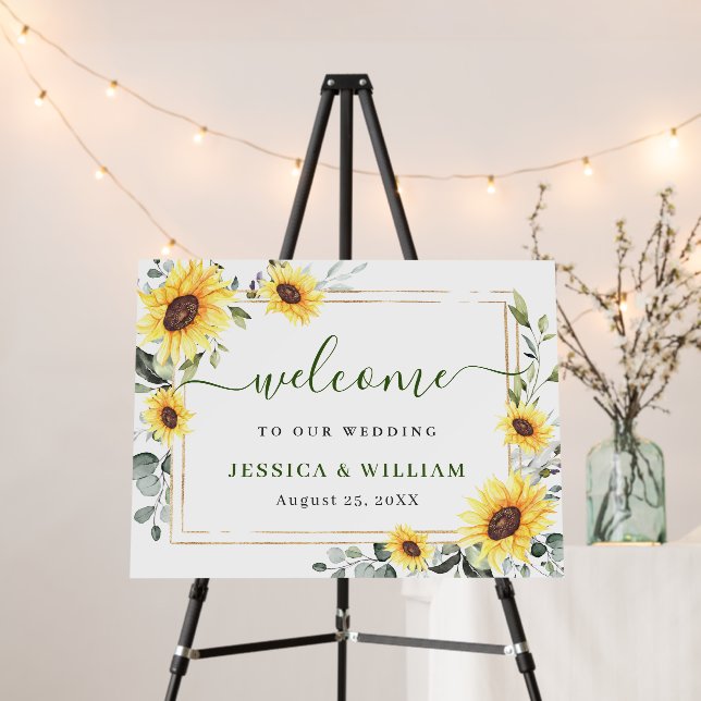 Elegant Sunflowers Eucalyptus WEDDING Foam Board (In Situ (Stand))