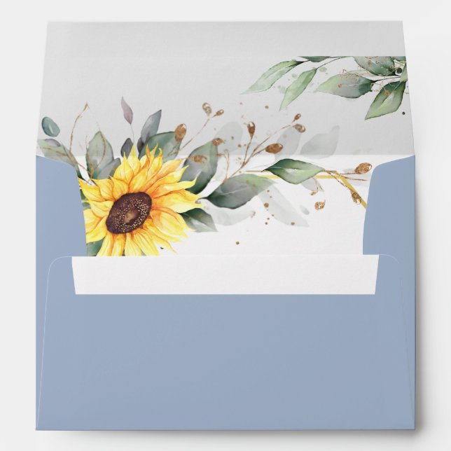 Elegant Sunflowers Floral Greenery for 5x7 card Envelope (Back (Bottom))