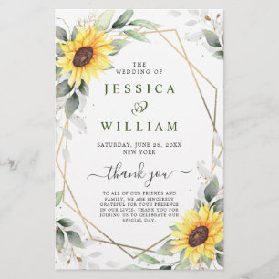 Elegant Sunflowers Floral Wedding Ceremony Program
