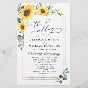 Elegant Sunflowers Floral Wedding Ceremony Program