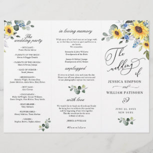 Elegant Sunflowers Floral Wedding Ceremony Program