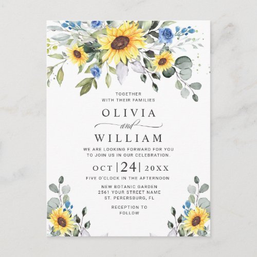 Elegant Sunflowers Floral Wedding Invitations Card