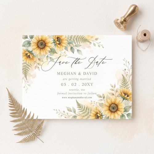 Elegant Sunflowers Garden Floral Save the Date Announcement Postcard