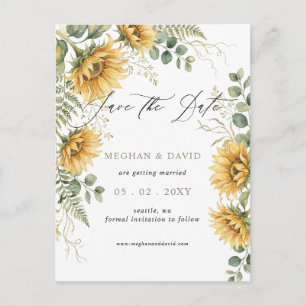 Elegant Sunflowers Garden Floral Save the Date Announcement Postcard