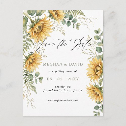 Elegant Sunflowers Garden Floral Save the Date Announcement Postcard