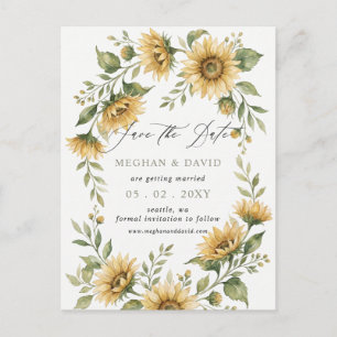 Elegant Sunflowers Garden Floral Save the Date Announcement Postcard