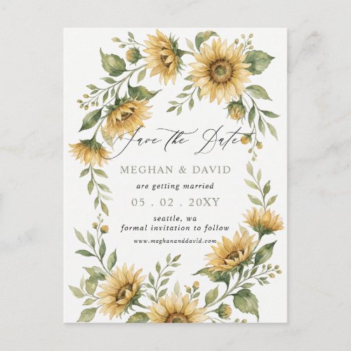 Elegant Sunflowers Garden Floral Save the Date Announcement Postcard