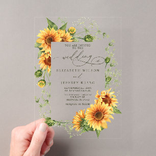 Elegant Sunflowers Garden Floral Wedding Acrylic Invitations