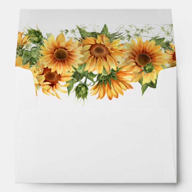 Elegant Sunflowers Garden Floral Wedding  Envelope (Back (Bottom))