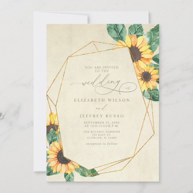 Elegant Sunflowers Garden Floral Wedding Invitation (Front)