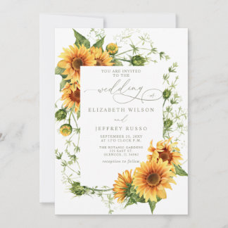 Elegant Sunflowers Garden Floral Wedding Invitation