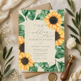 Elegant Sunflowers Garden Floral Wedding Invitation