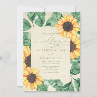 Elegant Sunflowers Garden Floral Wedding Invitation