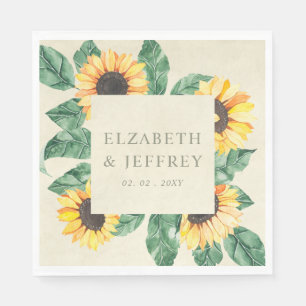Elegant Sunflowers Garden Floral Wedding Napkins