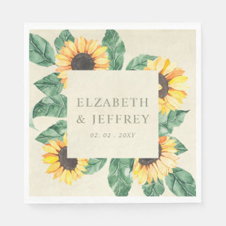Elegant Sunflowers Garden Floral Wedding Napkins