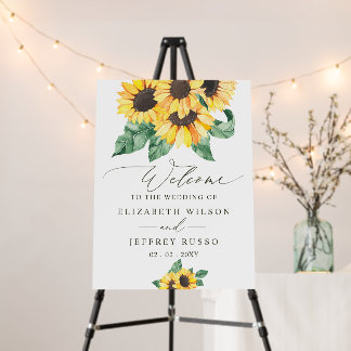 Elegant Sunflowers Garden Wedding Welcome Sign