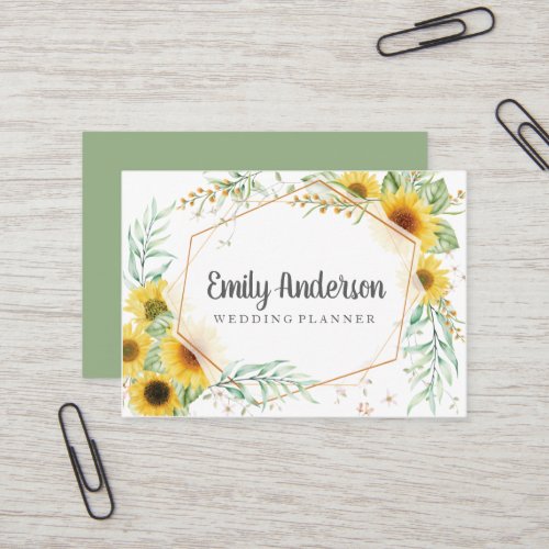 Elegant Sunflowers Greenery Business card