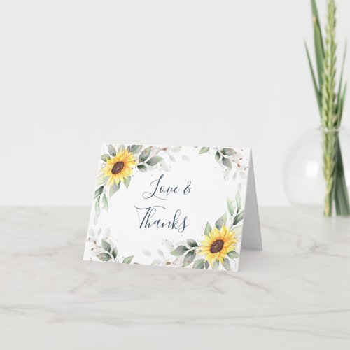 Elegant Sunflowers Greenery Floral Thank You Card