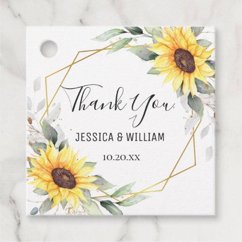 Elegant Sunflowers Greenery Floral Wedding Favor Tags