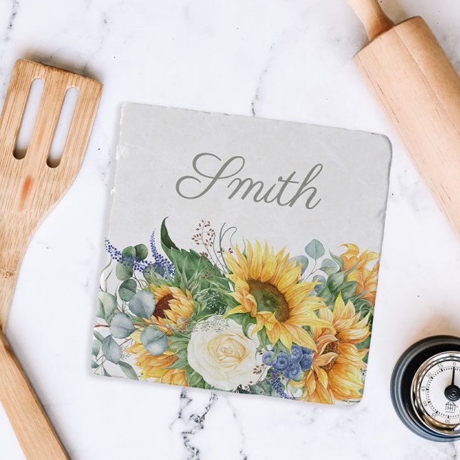Elegant Sunflowers Greenery Script Name   Trivet (Creator Uploaded)