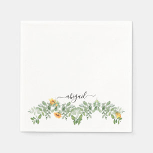 Elegant Sunflowers in Foliage Custom Shower Napkins